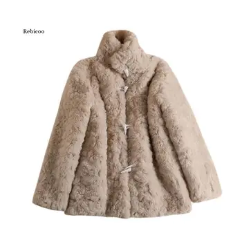 Uzun Kalın Moda Yeni kadın Sonbahar kışlık kürk palto Kadın Orta Örme Sıcak Rüzgar Rex Tavşan Kürk Palto