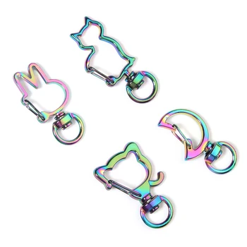 Vakum Kaplama Gökkuşağı Renkleri anahtar zincirleri Takılar Aksesuarları DIY Lazer Çinko Alaşım Kolye 5 adet / grup Anahtarlık Kızlar için