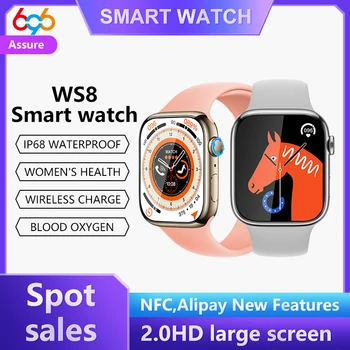 WS8 Smartwatch IWO Serisi 8 NFC akıllı saat Erkekler Kadınlar bluetooth Çağrı Su Geçirmez Spor Kablosuz Şarj Sıcaklık Kalp Hızı