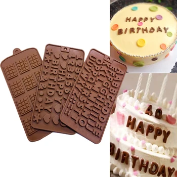 Waffle Numarası Mektup Silikon Çikolata Kalıp Kek Kalıp Fondan Kek Dekorasyon Araçları DIY Çikolata Pişirme Araçları