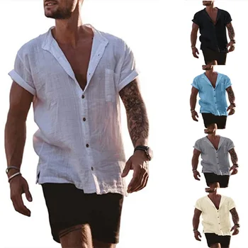 Wen Gömlek Düğmesi Kısa Kollu Beyaz Renk Gömlek Erkekler için Rahat Yakışıklı Erkek Giyim Üstleri Streetwear
