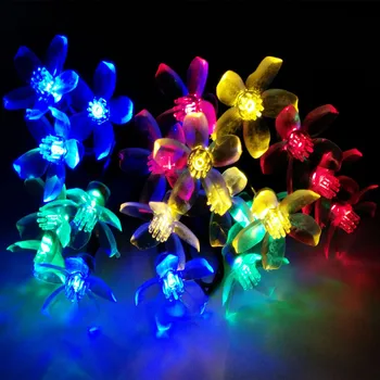 YIYANG 7 M güneş kiraz çiçek LED dize ışıklar noel partisi Festivali dekorasyon Sakura bahçe ışık Jardin Luz dize lamba 50 LEDs