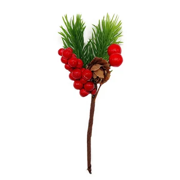 Yapay Berry Dalları Çam Kozalakları Simülasyon Bitkiler Kesimler Ahşap 13×4.5×3 cm Kek Toppers Mükemmel Hediye Noel Dekorasyon
