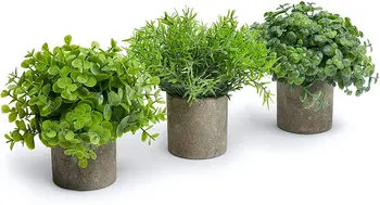 Yapay Bitkiler Koyu Sahte Beton Saksılar-Mini Bitkiler Yeşillik-Sahte Bitki Dekoru
