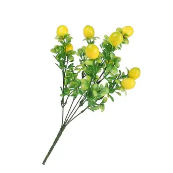 Yapay Limon Dalları 3-pcs Güz Seçtikleri Limon Ve Yeşil Yaprakları İle Yapay Çiçek Seçtikleri 14 İnç Limon Dalları Ev