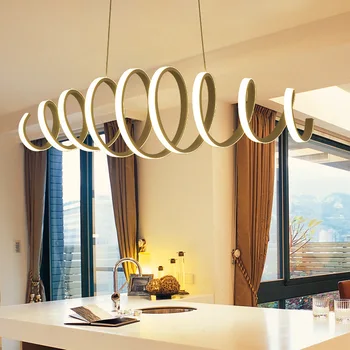 Yaratıcı Modern LED kolye ışık alüminyum akrilik bahar Tavan asılı lamba aydınlatma armatürleri mutfak ada yemek odası