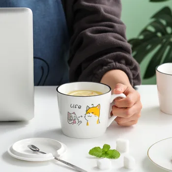 Yaratıcı Seramik Kupalar El Yapımı Kahve Fincanları Geniş Ağız Şekilli Çay Süt Kahvaltı Kase Yulaf Ezmesi Yoğurt Tumbler Benzersiz Yenilik Hediye