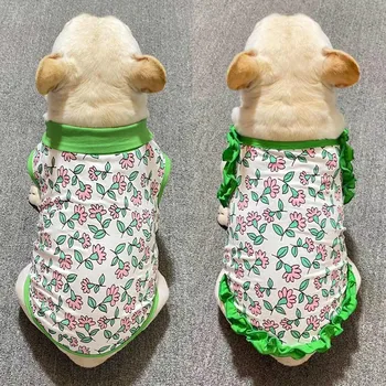 Yaz Fransız Bulldog Köpek Giysileri Çift Pet Giyim Pug Elbise Gömlek Kaniş Schnauzer Fransızlar Köpek Kostüm Giyim Dropship