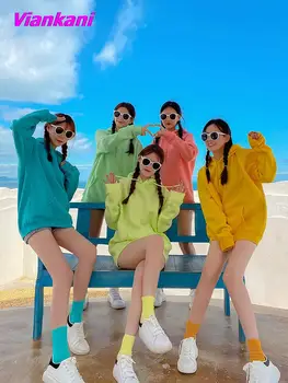 Yaz Kızlar Hoodies Moda Cep Sevimli Tatlı Tişörtü Harajuku Rahat Kore Rahat Kapşonlu Kazaklar 2022 Yeni kadın kıyafetleri