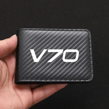 Yeni Karbon Fiber Kredi kart tutucu Deri Sürücü Lisansı KİMLİK kart çantası Volvo V70 Aksesuarları