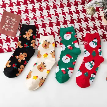 Yeni Kış kadın Orta Tüp Noel Çorap Noel Kardan Adam Çorap Karikatür Sevimli Kız Noel Çorap