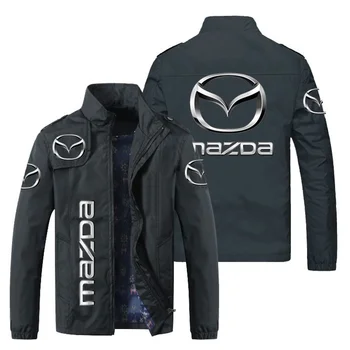 Yeni Mazda araba logosu Bahar Sonbahar Erkekler Standı Yaka Rahat Kazak Uzun Kollu Fermuar Hırka Ceket 5 Renkler