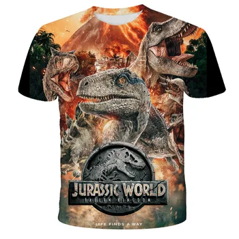 Yeni Moda Hayvan Dinozor T Shirt Bebek Erkek T - Shirt 3 ila 14 yaşındaki Çocuk Kız Üstleri Tee Çocuk Giysileri Rahat T-shirt Erkek