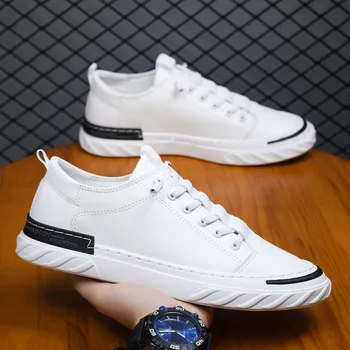 Yeni Orijinal beyaz ayakkabı erkek Sonbahar Rahat Deri Spor Ayakkabı 2022 Adam Lace Up Loafer'lar Su Geçirmez Tembel Ayakkabı Erkek Spor Ayakkabı Üzerinde Kayma