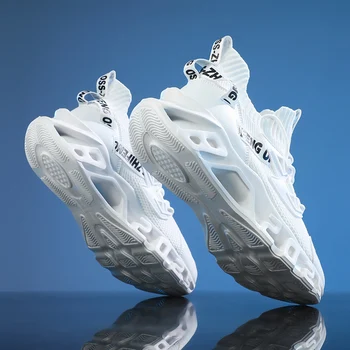 Yeni Tasarım Erkekler beyaz ayakkabı Moda basketbol ayakkabıları Erkekler Sneakers Esnek Rahat koşu ayakkabıları Darbeye Dayanıklı Eğlence yürüyüş ayakkabısı