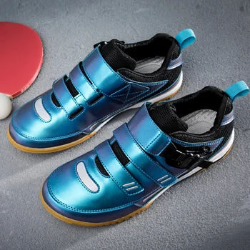 Yeni Varış Masa Tenisi Ayakkabı İçin Unisex Giyilebilir Badminton Ayakkabı Kadın Rahat Deri Tenis Ayakkabı Erkekler Mavi Spor Ayakkabı Erkek