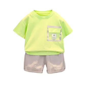 Yeni Yaz Moda Bebek Giysileri Takım Elbise Çocuk Kız Erkek spor tişört Şort 2 adet / takım Toddler Rahat Kostüm Çocuklar Eşofman