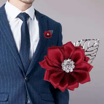 Yeni Yüksek Kaliteli Elmas Ipek Korsaj Yaka Erkek Yaka çiçekli broş Takım Elbise Broş Damat Damat Yaka Çiceği XH037