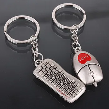 Yeni tatlı romantik 1 Çift fare ve klavye kolye Çift Anahtarlık Anahtarlık sevgilisi Hediye