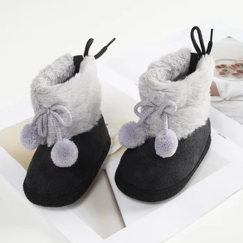 Yenidoğan Yumuşak Taban İlk yürüteç Toddler Kürk Sıcak Kar Botları Kış Bebek ayakkabıları Kız 12-18 ay 0-18 Ay