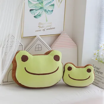 Yumuşak sevimli Kawaii gülümseyen kurbağa sıcak yastık yastık