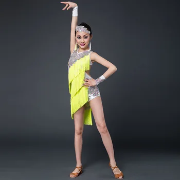 Yüksek Kaliteli Saçaklı Latin dans kostümü Çocuk Rumba Tango Cha Cha Rekabet Dans Giyim Balo Salonu Dans Elbiseler Çocuklar için