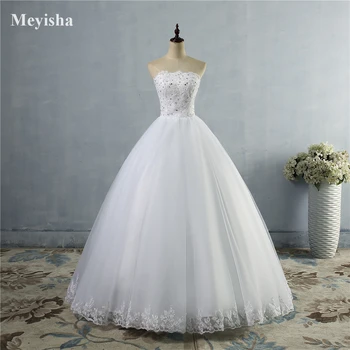ZJ9061 custom made Beyaz Fildişi kristal boncuklar Sevgiliye Gelin Elbiseler Düğün dantel kenar maxi resmi artı boyutu 2-26 W