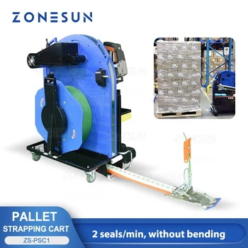 ZONESUN Palet Çemberleme Arabası Bükme PP / PET Şerit Kemer lityum şarj edilebilir pil Mal Paketleme Makinesi ZS-PSC1