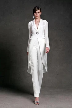 Zarif Anne Gelin takım elbise Düğün Parti için Şifon Uzun Ceket Kadın Abiye giyim özel elbiseler Elbise Balo Blazer