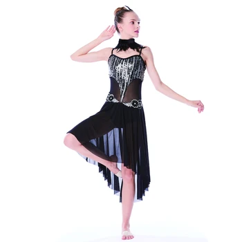 Zarif Lirik Sakting Performans Kostümleri Modern Latin Dans Elbise Örgü Etek Elbise Kızlar İçin