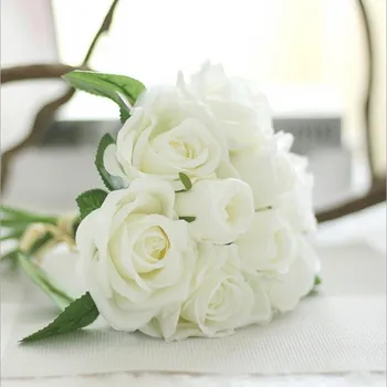 Zarif Süt Beyaz Yapay İpek Gül Sahte Çiçek Zanaat Ev Süsleme Düğün Gelin Buketi Birçok Renkler Ücretsiz Kargo