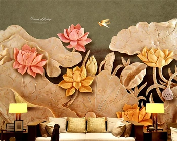 beibehang Ev dekorasyon duvar resimleri 3D lotus duvar üç boyutlu TV kanepe arka plan duvar oturma odası yatak odası duvar 3d duvar kağıdı