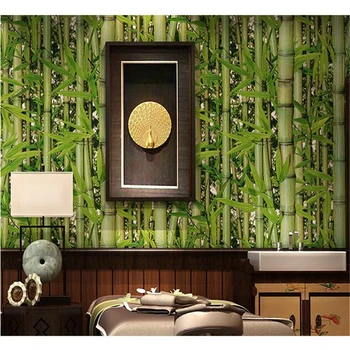 beibehang Vintage Çin den restoran bambu orman taze yeşil duvar kağıdı oturma odası TV arka plan cafe restaurant