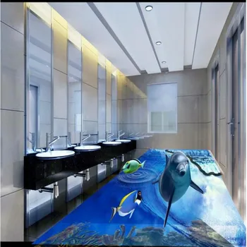 beibehang Özel büyük fresk sualtı dünyası 3D banyo zemin oturma odası 3D kalınlaşmış su geçirmez aşınma pvc plastik film