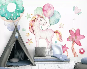 beibehang Özel moda klasik papel de parede duvar kağıdı İskandinav minimalist hayvan unicorn el-boyalı çocuk arka plan