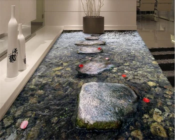 beibehang Özel zemin boyama 3d kendinden yapışkanlı taş yolu akışı su banyo 3D dekoratif zemini oturma odası döşeme