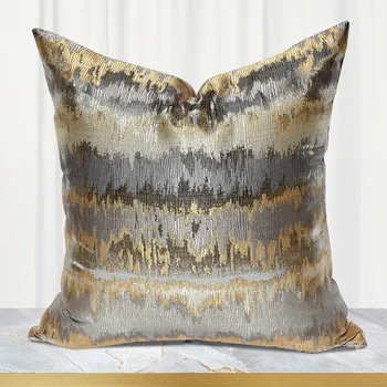 modern ışık lüks altın gri jakarlı yastık minder örtüsü dekoratif kırlent kapak arkalığı
