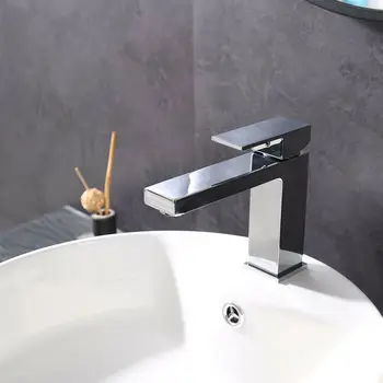 Çağdaş Basit Kare Musluk Paslanmaya dayanıklı Banyo Lavabo Bataryası