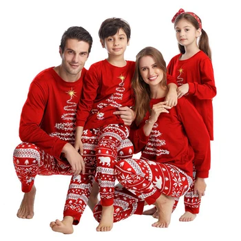 Çift Aile Noel Pijama 2023 Yeni Yıl Kostüm Çocuklar İçin Anne Çocuk Giysileri Eşleşen Kıyafetler Noel Pijama Setleri