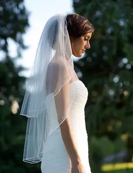Çift Katmanlı Gelin Peçe kadın Yumuşak Tül Düğün Gelin Peçe Tarak Dirsek Uzunluğu Gelinler için 2022