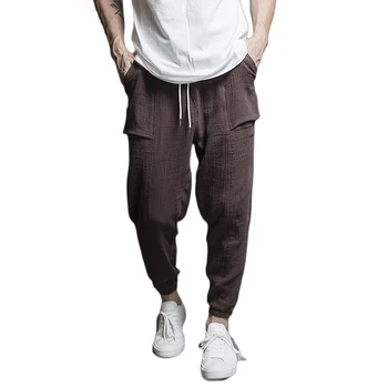 Çift Katmanlı Kırışıklık Kontrast Renk Artı Boyutu İnce Pantolon Erkekler İlkbahar Sonbahar Yeni Moda Rahat kalem Pantolon
