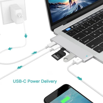 Çift Tip-C Hub 2 Port USB 3.0 TF kart okuyucu macbook adaptörü Pro 2016 2017