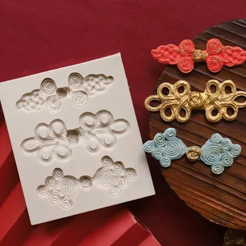 Çince düğüm / cheongsam düğmesi silikon kalıp, kek dekorasyon, çikolata yapıştır kalıp, şeker, reçine araçları, mutfak aksesuarları