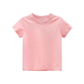 Çocuk Erkek kız yaz giysileri bebek kıyafetleri düz renk vahşi kısa kollu tişört üstleri bebek giyim için ince serin T shirt
