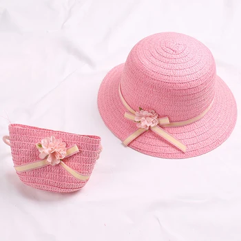 Çocuk Güneş Koruyucu Şapka Yaz Bebek Hasır Şapka Çiçekler Yay Nefes Güneşlik Ve UV Koruma Şapkası