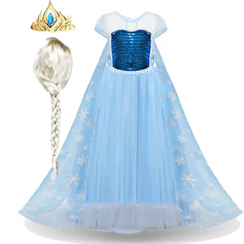 Çocuk yaz elbisesi Çocuk Prenses Parti Katmanlı Elbise Küçük Kız Dondurulmuş Karnaval Tül Pelerin Elbise Cosplay Elbise