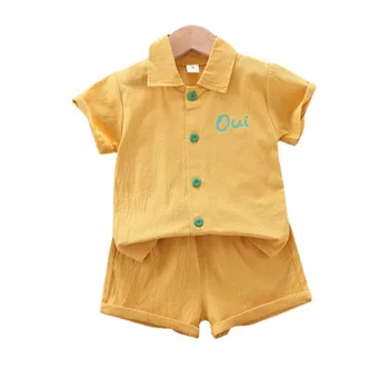 Çocuklar Bebek Mektup Elbise Yeni Yaz Çocuk Erkek Pamuk Giyim Bebek Kız Rahat Gömlek Şort 2 adet / takım Toddler Eşofman