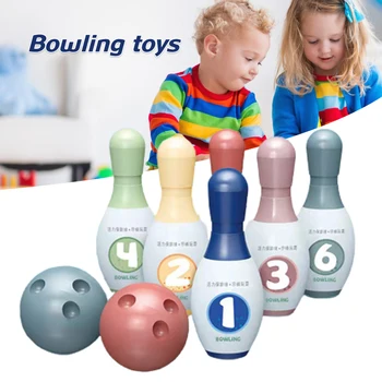Çocuklar Bowling Seti Karikatür Numarası Baskı Yürümeye Başlayan Kapalı Açık Hava Etkinliği Oyun Hediye Çocuklar için Ev Bowling Salonları B99