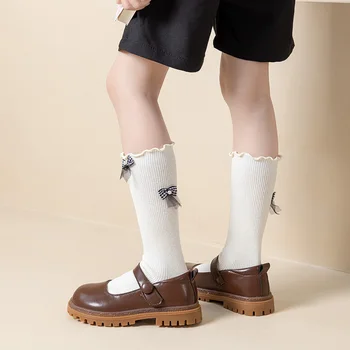 Çocuklar Pamuk Okul Beyaz Uzun Çorap Çocuk Yürümeye Başlayan Kızlar Sevimli Kawaii Komik Fırfırlı Fırfır Dantel Yay Çiçek Çorap Bebek Aksesuarları