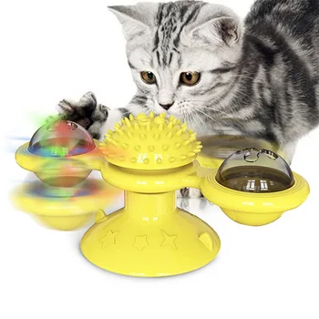 Çok fonksiyonlu Kedi Scratcher Oyuncaklar Iplik Fırıldak Pikap Tırmalama Kaşıntı Cihazı Taşlama Diş Parlayan Interaktif Oyuncak